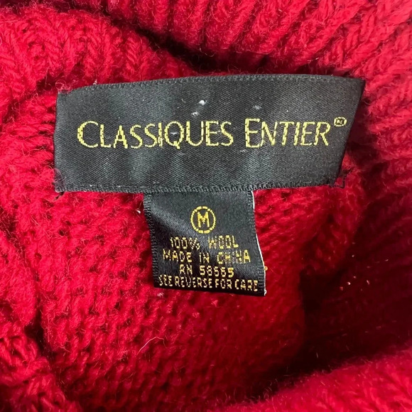 Classiques Enter 100% Wool Vintage Red & Black Sweater Size M - Picture 5 of 5
